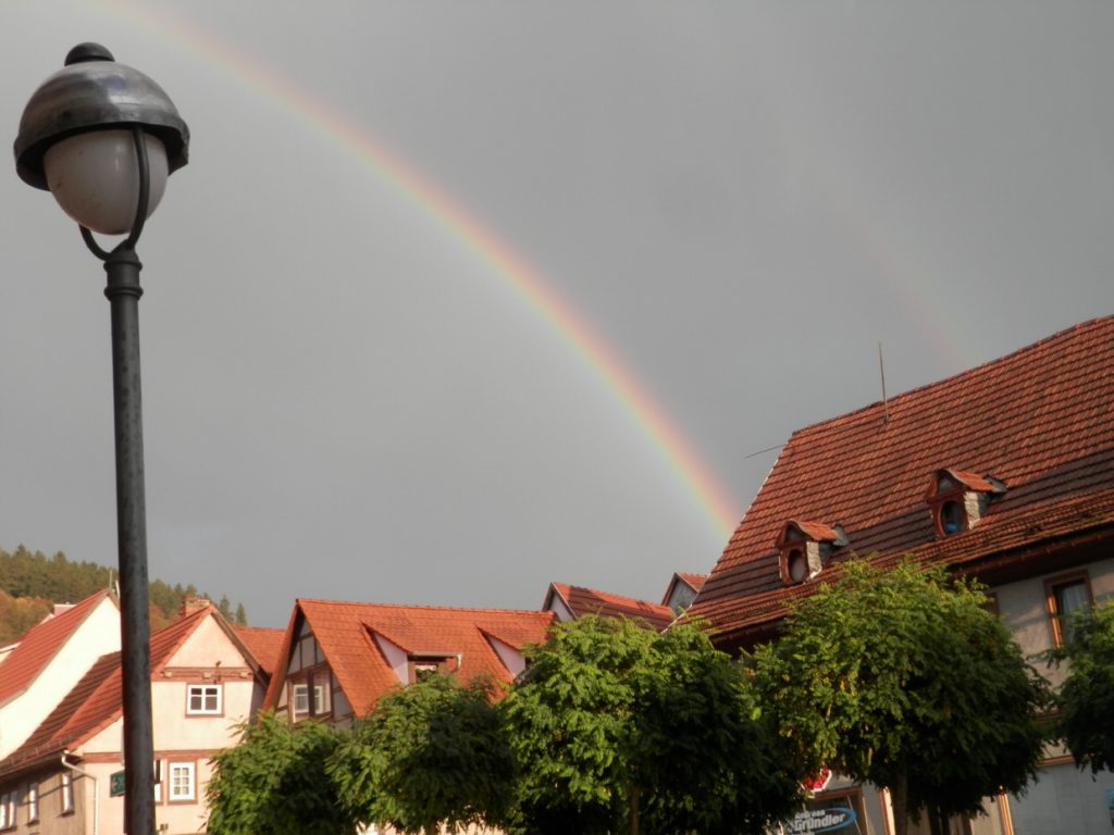 Doppelter Regenbogen über Wasungen