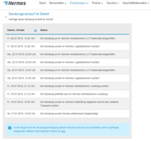 Hermes Sendungsverfolgung