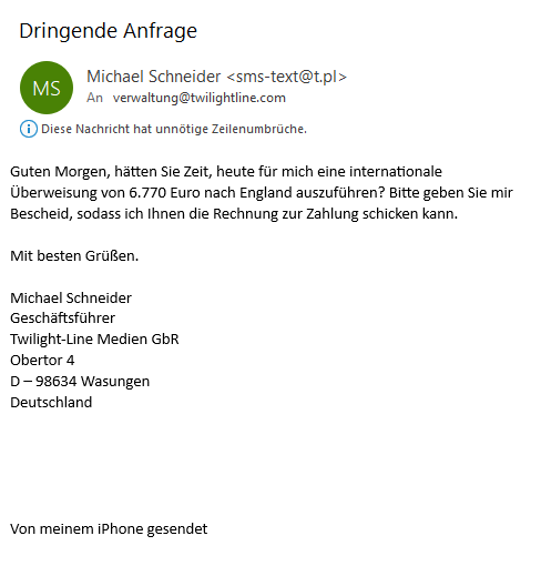 Fake-Mail vom 20.05.2026